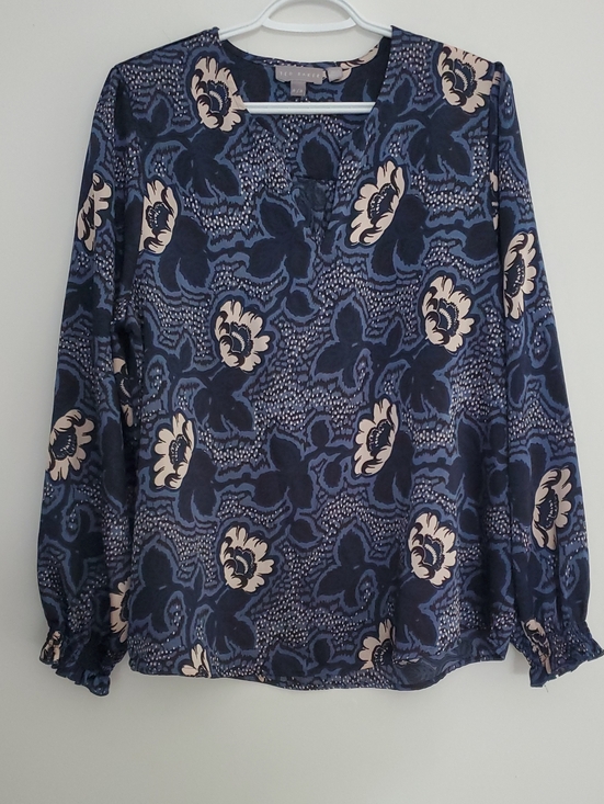 Ted Baker Tops - Ted Baker Navy and Cream Floral Long-Sleeve Top